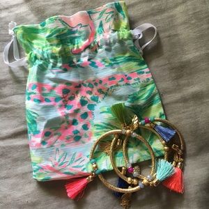 Lily Pulitzer Gold Tassle Bracelet Set